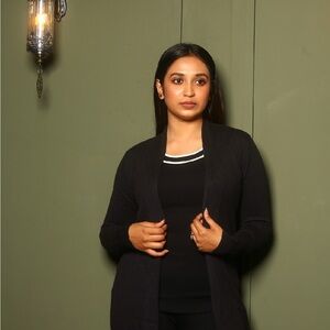 Black Relaxed Fit Knit Cardigan